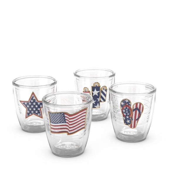 Tervis Summer Fun Patriotic USA Assorted Collection Made in USA Double Walled  Insulated Tumbler Travel Cup Keeps Drinks Cold & Hot, 12oz - 4pk, Classic