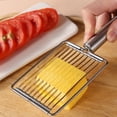thumbnail image 4 of Stainless Steel Tomato Slicer,Multipurpose Kitchen Gadget With Ergonomic Handle, Effortless Uniform Slicing For Tomatoes Sausages Cheese Soft Foods,Easy To Clean,Handheld Cutter,3.14''X9.25''(Silver), 4 of 7