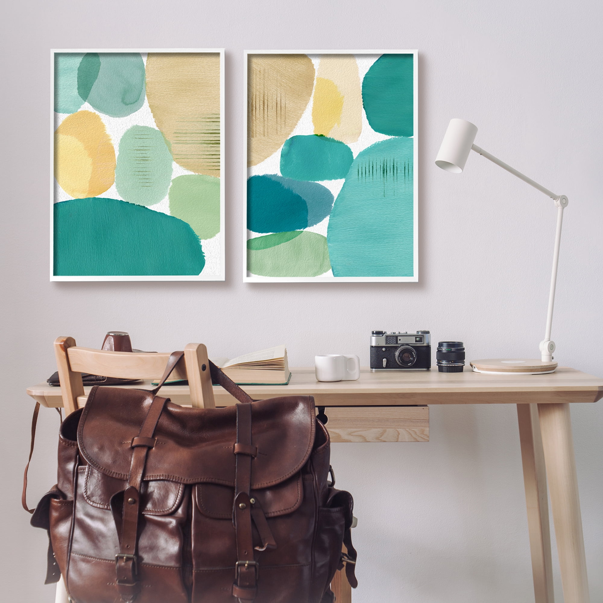 Stupell Industries Abstract Green Geometric Abstract Painting White Framed Art Print Wall Art, 24 x 30