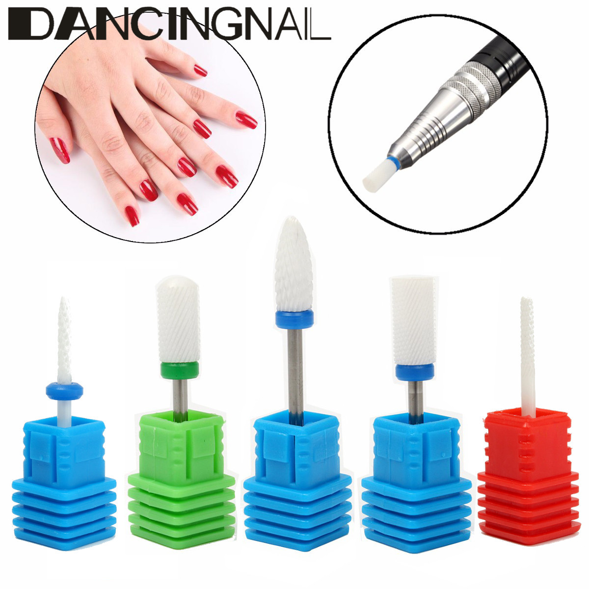 Nail Ceramic Drill Bits Large Barrel Round Top Shank Grinding Head Nail