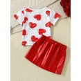 thumbnail image 5 of Biekopu Baby Girls Two Piece Outfits Heart Print Short Sleeve Tops and Zipper Skirt Set Toddler Summer Clothes, 5 of 9