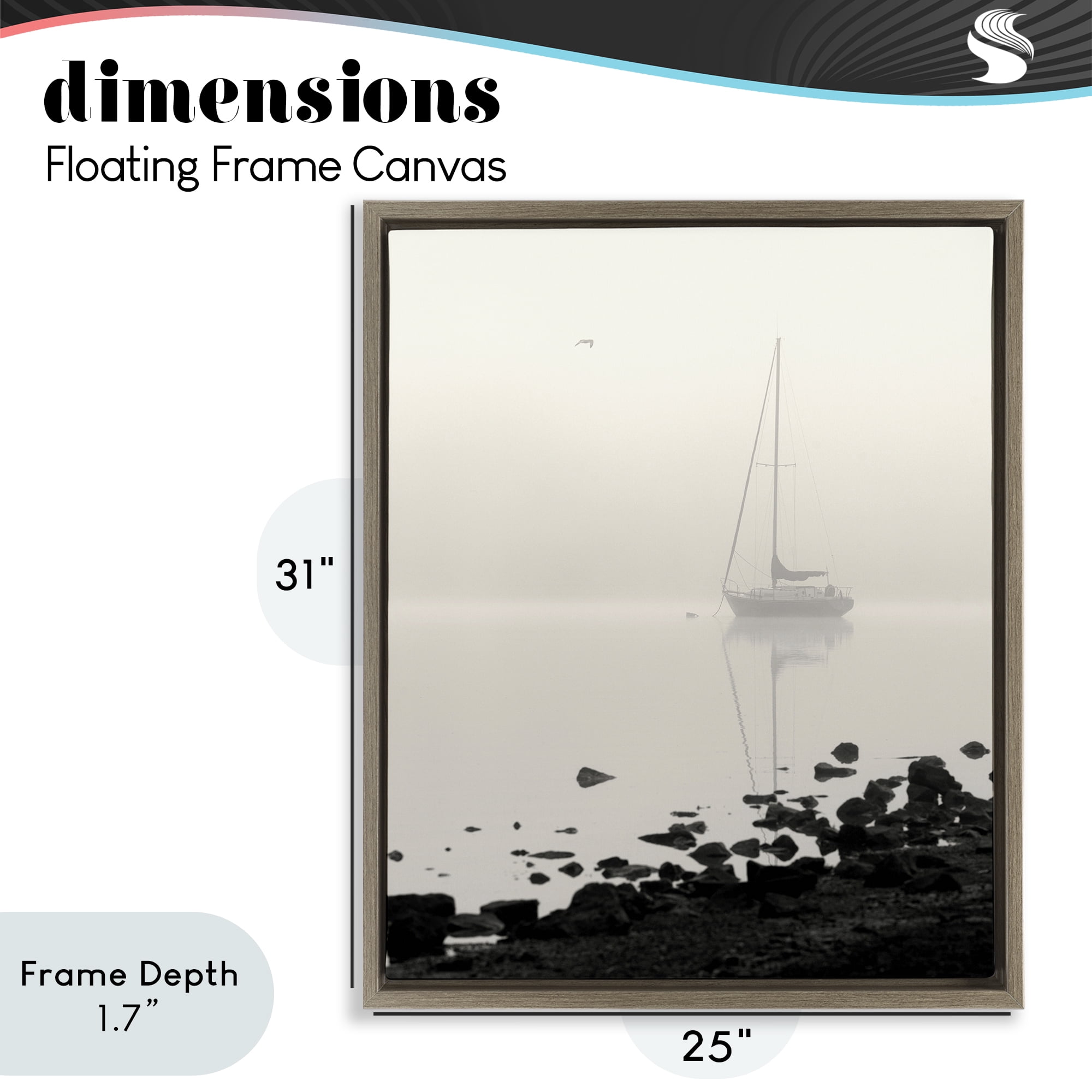 Stupell Industries Moored In Fog Brown Framed Floater Canvas Wall Art, design by Nicholas Bell
