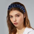 thumbnail image 2 of Unique Bargains 1 Pcs Bowknot Headband with Bunny Ears Hairband for Women 2.17 Inch Navy Blue, 2 of 7