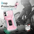 thumbnail image 6 of Dteck Shockproof Case for iPhone 16 Plus, with Slide Lens Cover Military Grade Ring Stand Protection Anti-Slip Phone Case, Rosegold, 6 of 8