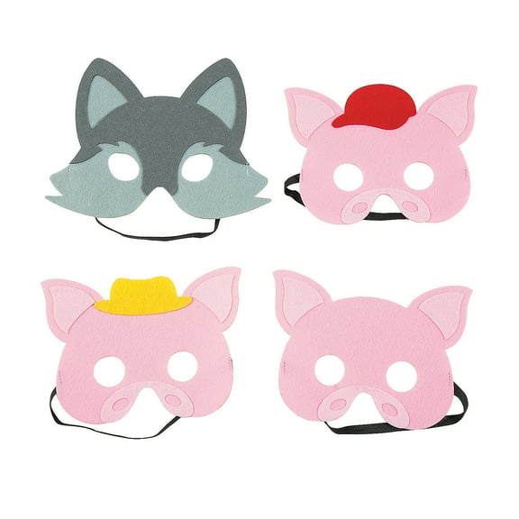 Three Little Pigs Masks - Apparel Accessories - 4 Pieces