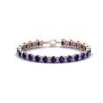 thumbnail image 3 of Oval 7x5 Blue Sapphire Women Tennis Bracelet in Silver Gold Handmade Wife Anniversary For mother man, 3 of 5