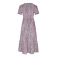 thumbnail image 4 of IROINNID Summer Dresses for Women Large Size Women Wedding Guest Maxi Dresses with Round Neck and Short Sleeve Ruffled Summer Cooling Sundresses, 4 of 4