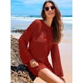 thumbnail image 3 of ANRABESS Womens Swimsuit Cover Up Crochet Long Sleeve Mesh Knit Summer Beach Dress Sheer Hollow Out Bathing Suit Coverup, 3 of 11