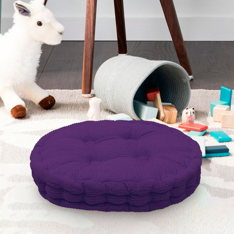 SINGES 20inch Round Chair Cushion Soft Thicken Tufted Corduroy Seat Cushion  Pad for Kitchen Patio Office Desk Chair, Solid Color 