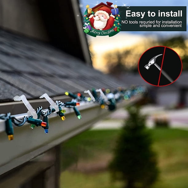 Clips De Luz Multiusos Para Festividades, Juego De 400, Se Monta En Tejas Y Canalones, Funciona Con Mini, C6, C7, C9, Cuerda, Luces De Carámbano, No Requiere Herramientas, Fabricado En Estados