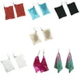 thumbnail image 4 of Qarigey Pendientes de lentejuelas cuadradas, gotas para los oídos exageradas, gotas de borlas brillantes, adornos reutilizables para las orejas, Ropa, zapatos y accesorios Miscelánea Vistoso Qarigey AP010118-07, 4 of 6
