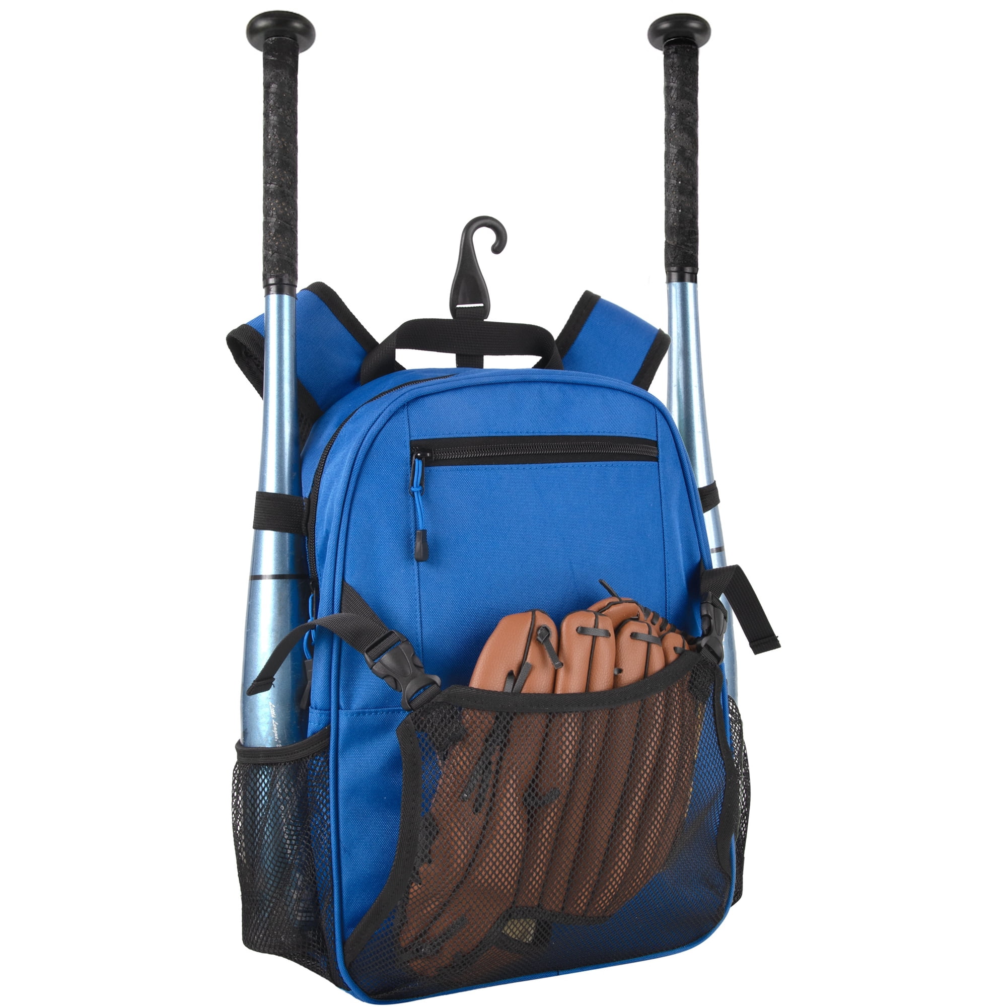 Summit Ridge Youth Baseball 16 Sports Backpack for Kids Softball T-Ball & Travel Ball Equipment Gear Organizer (True Blue & Black)