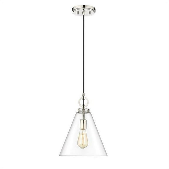 Z Lite 3034P11-PN 11.5 in. Harper 1 Bulb Pendant Ceiling Light, Polished Nickel