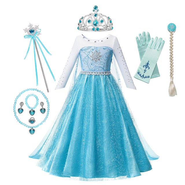 Frozen-vestido de princesa de la coronación de Anna y Elsa para niñas, disfraz de reina de la nieve, ropa de fiesta de cumpleaños, Cosplay, 1 y 2 Fivean unisex