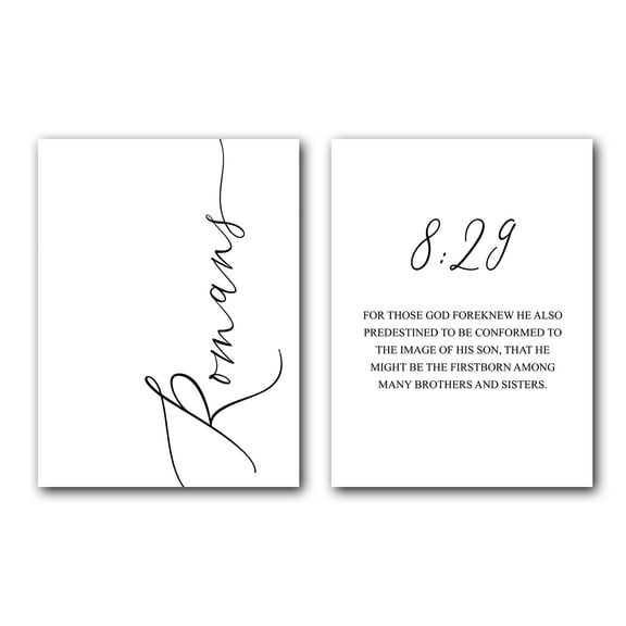 Romans 8:29, Bible Verse Quote, Set of 2 Poster Prints, Home Wall Art Décor, Minimalist Prints, Multiple Sizes