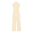 thumbnail image 4 of Lenpel Women's Jumpsuits Dressy Casual Sleeveless Mock Neck Wide Leg Rompers Trendy Summer Overalls with Pockets, 4 of 5