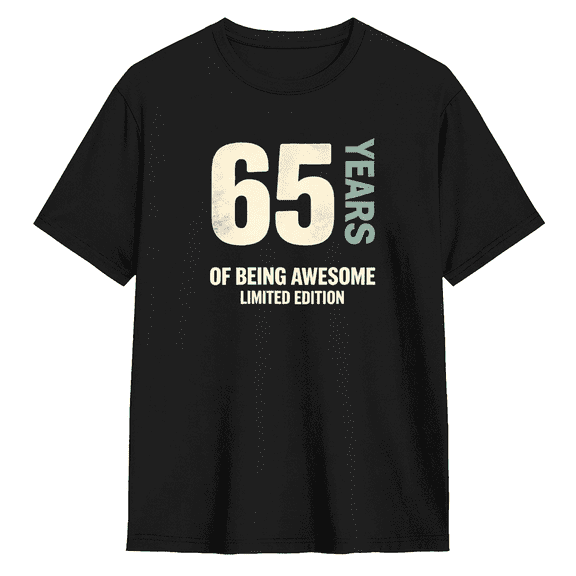 65 Years Of Being Awesome Limited Retro Graphic Tee for Men and Women, Witty Birthday Gift Cotton Short Sleeves T-Shirt