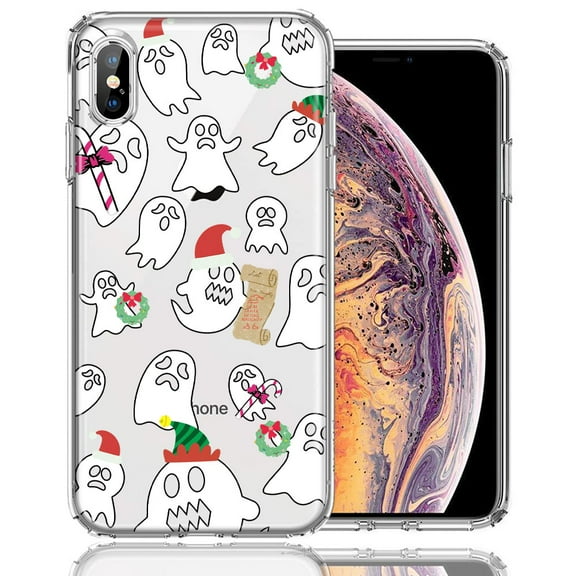 MUNDAZE For Apple iPhone XS/X Halloween Christmas Ghost Design Double Layer Phone Case Cover