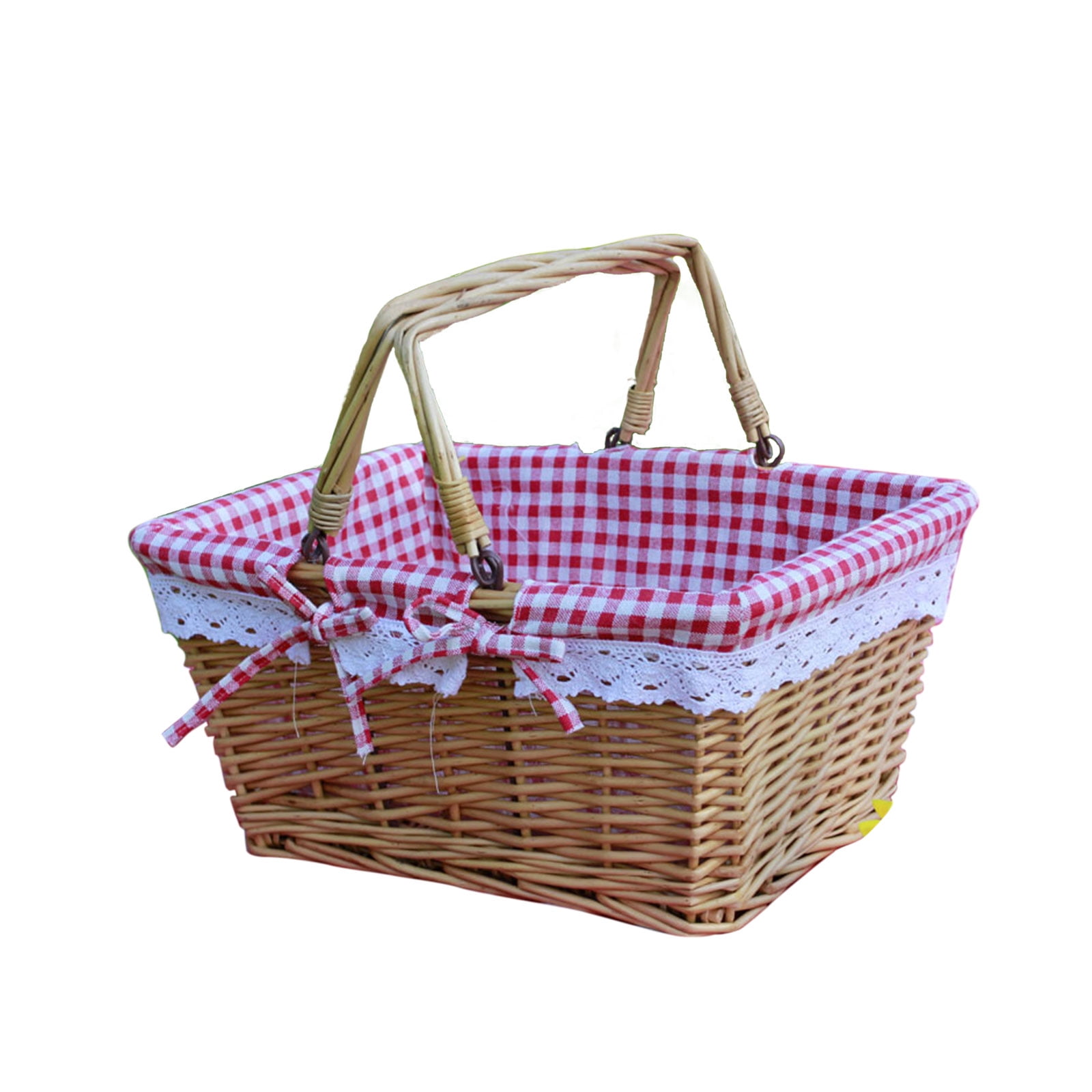 Yuedong Square Picnic Basket,Wedding Flower Baskets Natural Woven