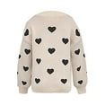 thumbnail image 5 of Heart Stripe Patchwork Sweater for Women Fall Long Sleeve Crewneck Knitted Tops Fall, 5 of 5