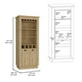 thumbnail image 5 of Depot E-Shop Gale 2-Door Bar Cabinet with 5 Shelves, Built-in Bottle Storage and Glass Rack, Macadamia, 5 of 7