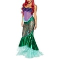 thumbnail image 2 of Diconna Women's Mermaid Dress Up Hollow Fishnet Cosplay Fancy Dress Fishtail Hem Makeup Party Maxi Dress, 2 of 6
