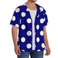 thumbnail image 2 of Gukieu Navy And White Polka Dot Print Men's Short-sleeved Shirts, Button-down Pocket Shirts, T-shirts, Beach Vacation Travel Summer Clothing-Medium, 2 of 5