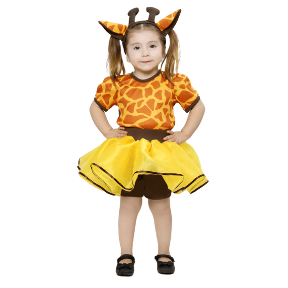 Disfraz Primavera Jirafa Amarilla Con Café Tutú Infantil Niña Talla 4 a 6 años