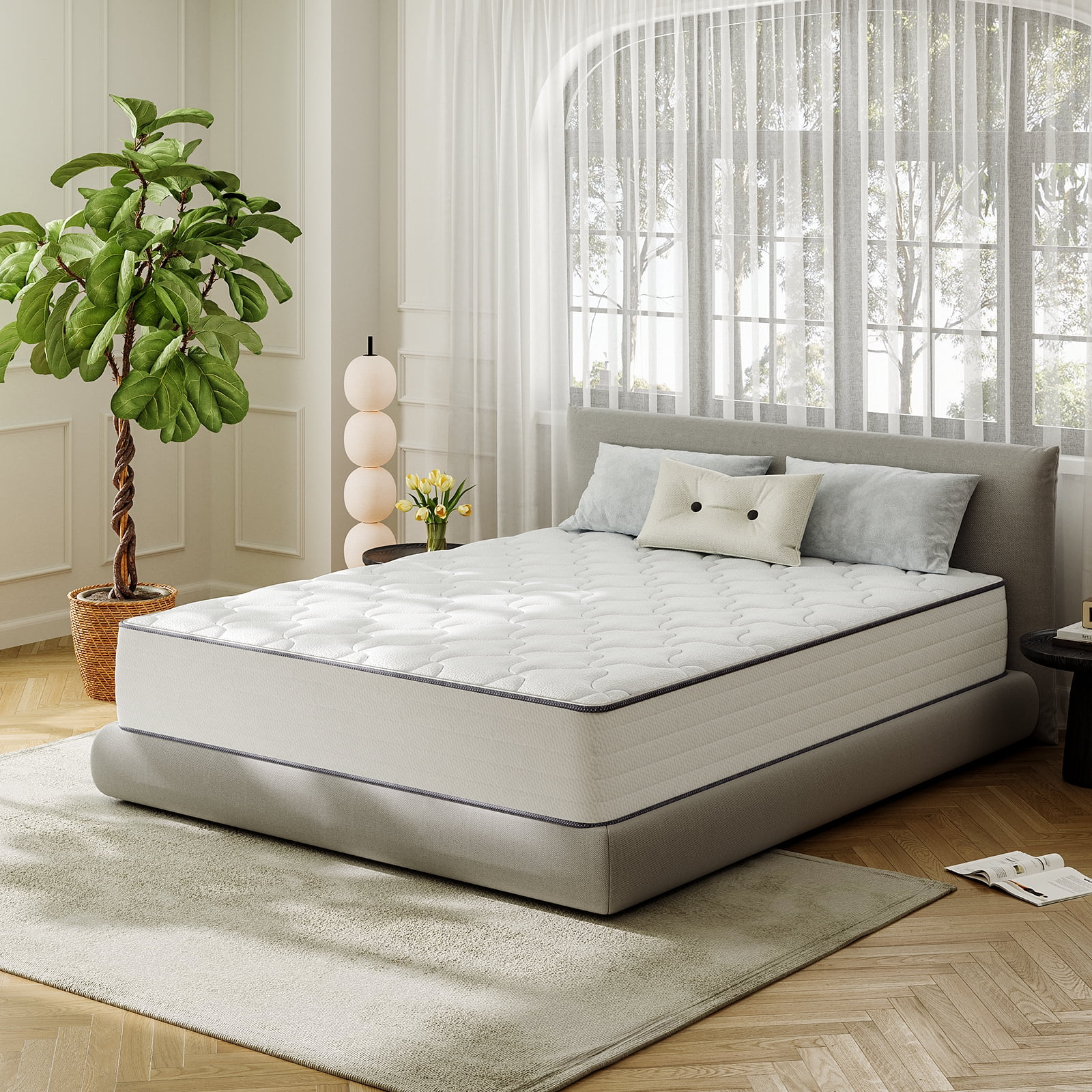 King Mattress,Babo Care 12 Inch Cooling-Gel Memory Foam and Individually Pocket Innerspring Hybrid Mattress, King Bed Mattress in a Box, CertiPUR-US Certified, Medium King Size Mattress-White