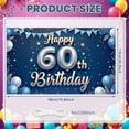 thumbnail image 2 of Blue Theme 60th Birthday Banner Silver Balloon Display Golden Stars Triangle Bunting 60th Celebration Backdrop for 60th Birthday Party Adult Celebration Milestone Event, 2 of 5