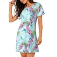 thumbnail image 2 of KLL Chemise de Nuit à Manches Courtes Imprimé Floral Libellule pour Femmes, Confortable, Col Rond, Mignonne, à Volants, 2 of 6