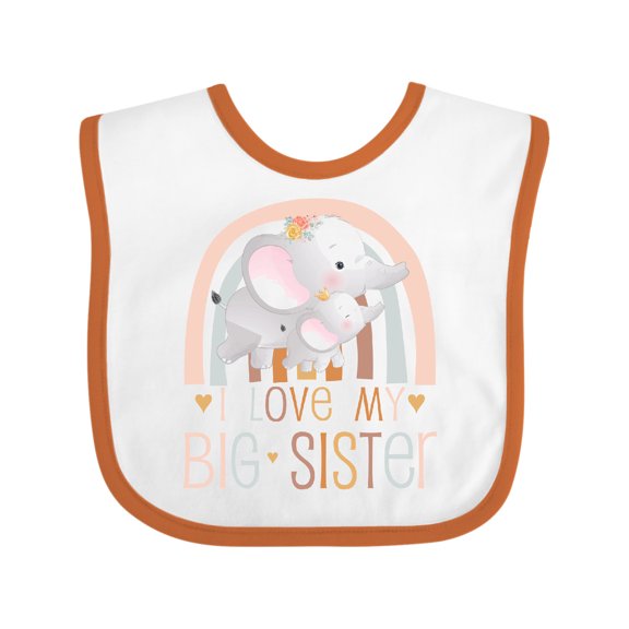 Inktastic Little Sister I Love My Big Sister Boys or Girls Baby Bib