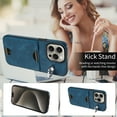 thumbnail image 2 of Case for iPhone 13 Pro Wallet with Credit Card Holder & Finger Ring Kickstand, Premium PU Leather Slim Cover Shockproof Scratch Resistant Full Protection Phone Case for iPhone 13 Pro, Blue, 2 of 10