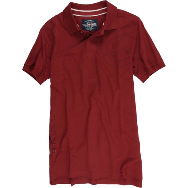 Ecko Unltd. Polo de rugby con rinoceronte bordado en la sisa para hombre, rojo, pequeño