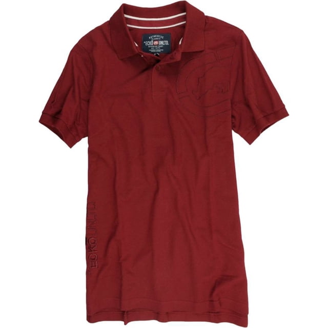 Ecko Unltd. Polo de rugby con rinoceronte bordado en la sisa para hombre, rojo, mediano