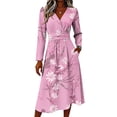 thumbnail image 4 of BOMYJESK Summer Dresses for Women 2026 Long Sleeve Fall Midi Dresses Smocked Flowy Elegant Formal Dress Pink M, 4 of 5