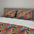 thumbnail image 2 of Toucan Comforter & Sham Bedding Set, Tropical Birds Sitting on Rainforest Tree Branches Leaves Monstera, 3 pcs Duvet Set Microfiber Filling Quilt, 5 Sizes, Dark Salmon Multicolor, by Ambesonne, 2 of 4