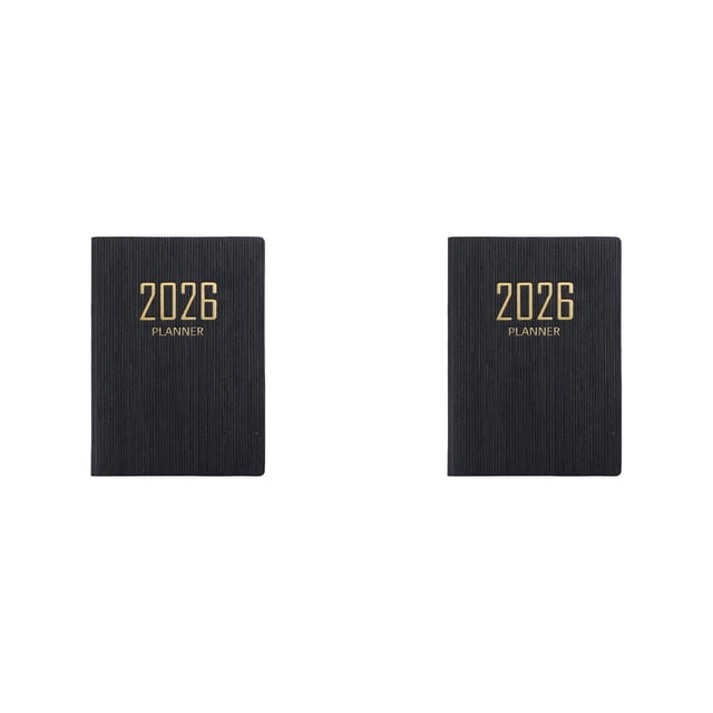 Pocket Calendar Weekly Planner - 2026 A6 Slim Travel Notebook Organizer,Thick Ink Resistant,Leather Hardcover Cover Design, for Office Home Purse Scheduling Planning Supplies Black