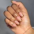 thumbnail image 3 of 24 uñas postizas cortas cuadradas de acrílico rosa brillante con punta francesa dorada, reutilizables., 3 of 5