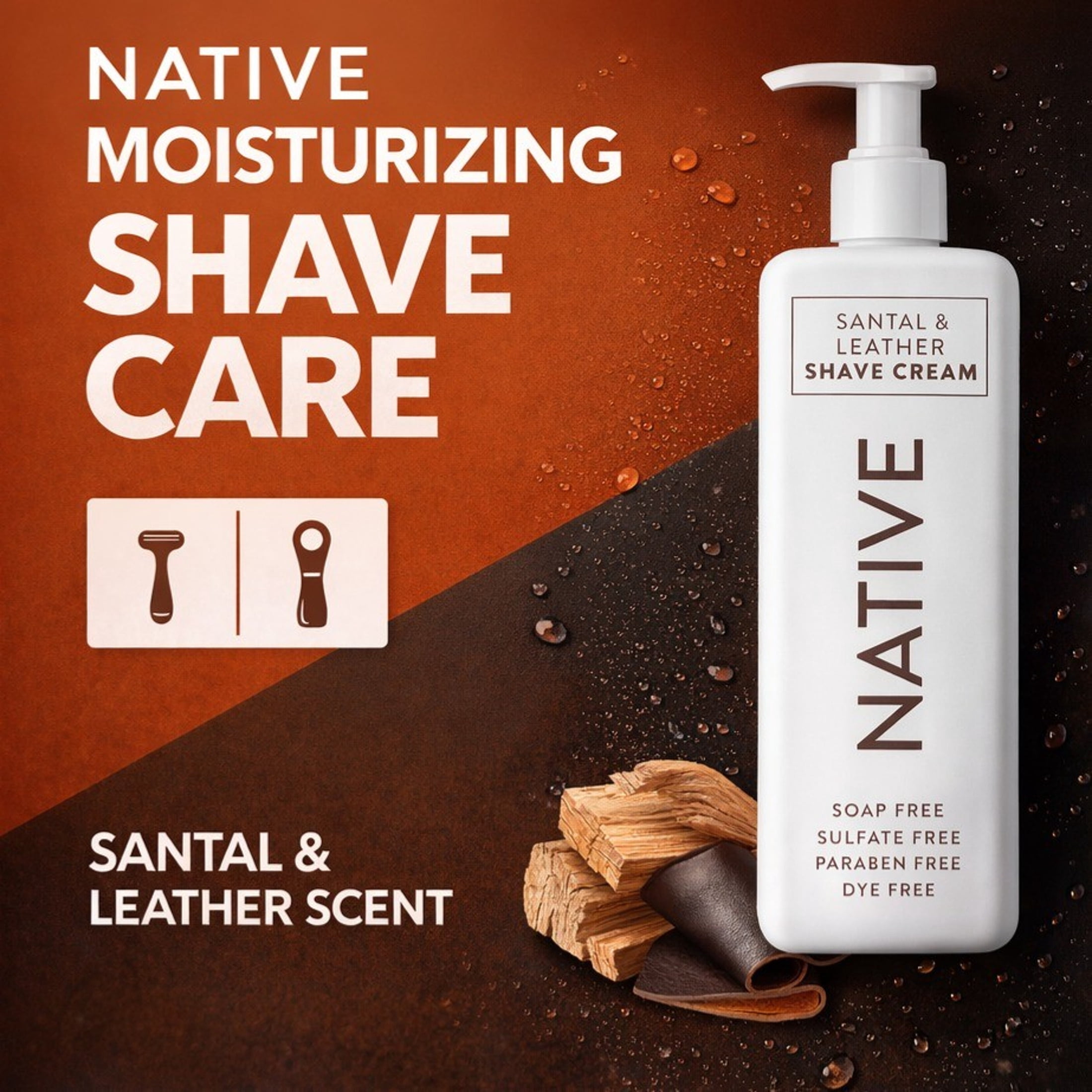 Native Santal & Leather Whole Body Shave Cream 7.6 fl oz