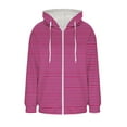 thumbnail image 5 of OGLCCG Womens Sherpa Lined Stripd Hooded Jacket Zip Up Fuzzy Fleece Shacket Jacket with Pockets Casual Winter Warm Thermal Outwear,S,Hot Pink, 5 of 6