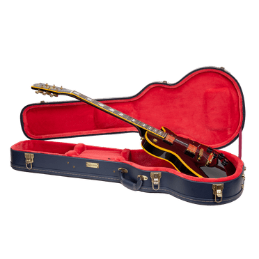 Crossrock Relief Series-Wooden case For Les Paul Electric Guitars, With Highly Textured Surface, Mink Imitation Fleece, Stainless Steel Latches, Ocean Blue
