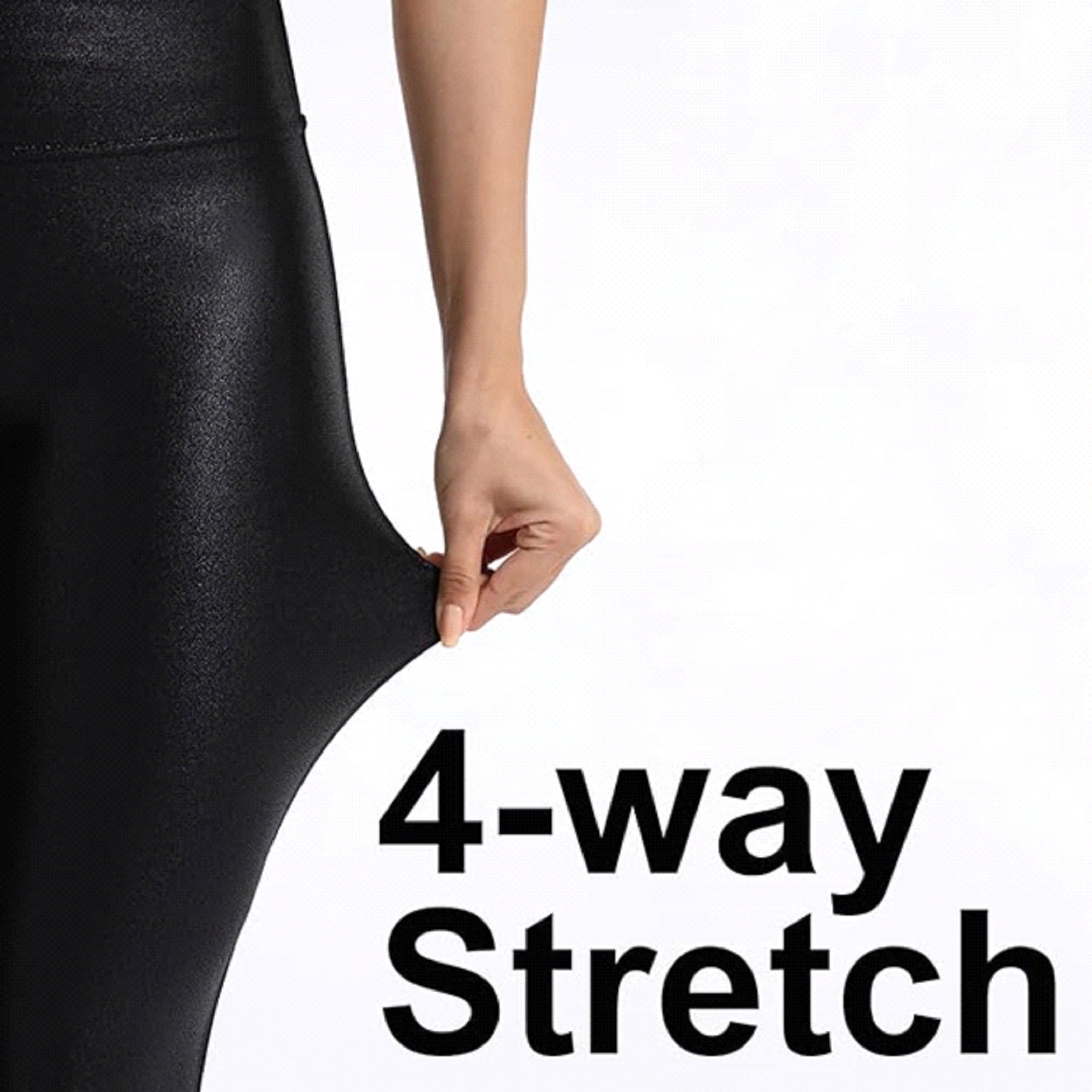 Tagoo Faux Leather Leggings for Women with Tummy Control Medium