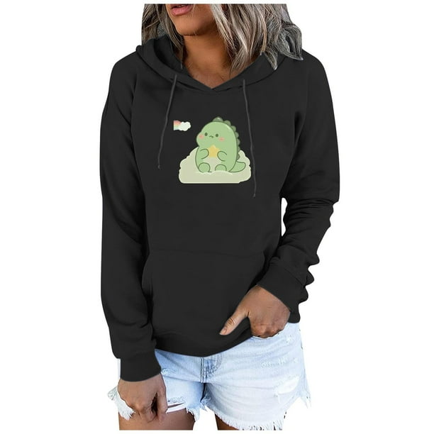 Blusa de manga larga con estampado informal a la moda para mujer, suéter con bolsillo, sudaderas con capucha Fridja bvmnju5432