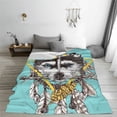 thumbnail image 5 of Honeii Husky With Dreamcatcher Print Fleece Blanket - Throw Blanket for Bed, Sofa, Couch, Camping, and Travel , Microplush Ultra Soft Warm Blanket-80"x60", 5 of 7