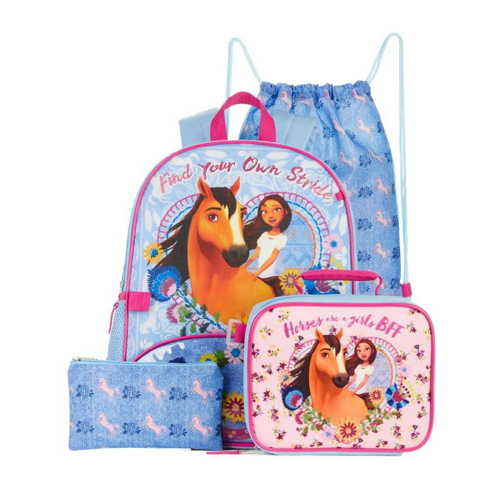 DreamWorks Spirit Riding Free Horse Backpack & Lunch Box 5 Piece Set, School Bookbag Walmart
