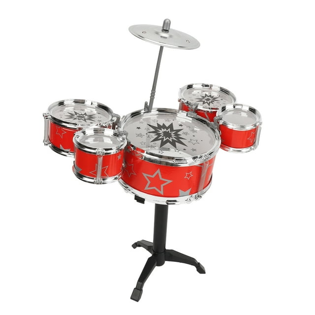 Toddler Jazz Drum Kit 5 Drums, Cymbal, Drumsticks, Stand Educational Musical Toy, Improve Hand Eye Coordination, Develop Rhythm & Creativity