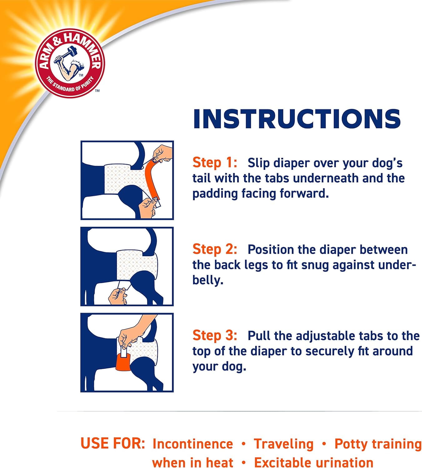 Arm & Hammer Female Dog Diapers, Size Small, 12 Count | Ultra-Absorbent, with Leak-Proof Protection