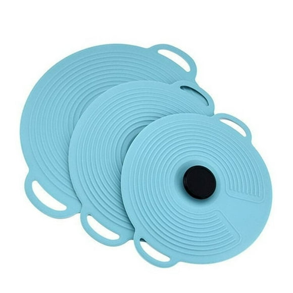 Ensemble de Couvercles en Silicone pour Conservation Fraîche, 3 Pcs Couvercles Extensibles Anti-Déversement pour Casseroles, Bols et Vaisselle – par Goohae