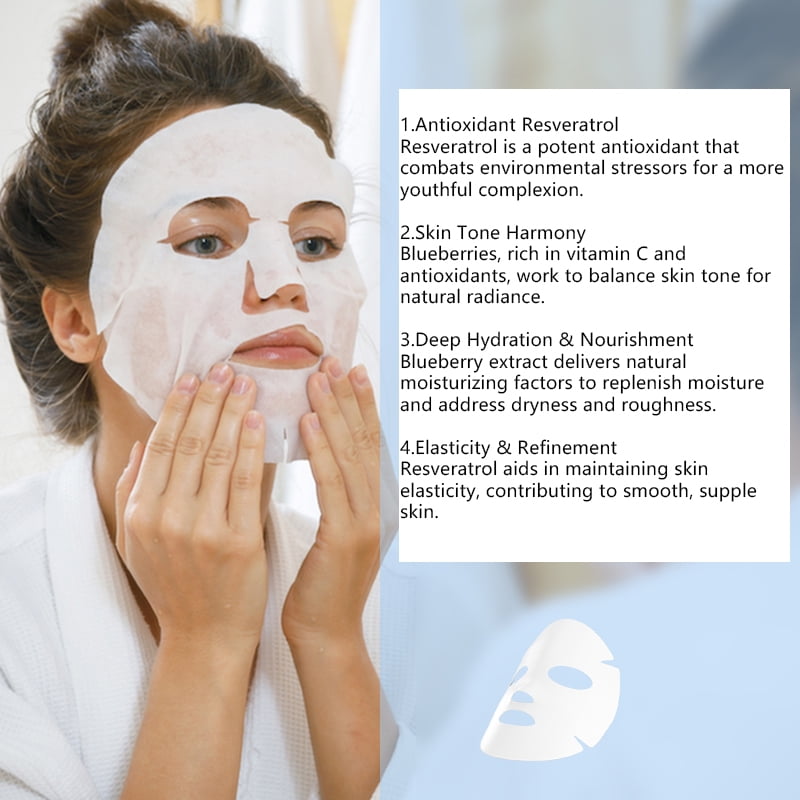 20PCS APPTI Blueberry Resveratrol Face Mask – Antioxidant & Revitalizing Treatment for Youthful Defense, Brightening Dull Skin & Enhancing Radiance with Berry Power.